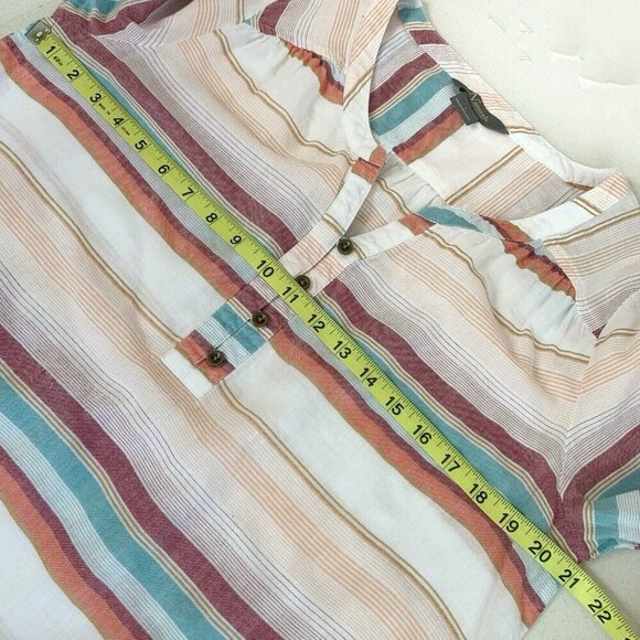 Natural Reflections Gauze Top Womens Large Popover Cream Blue Burgundy Fall - Picture 10 of 12